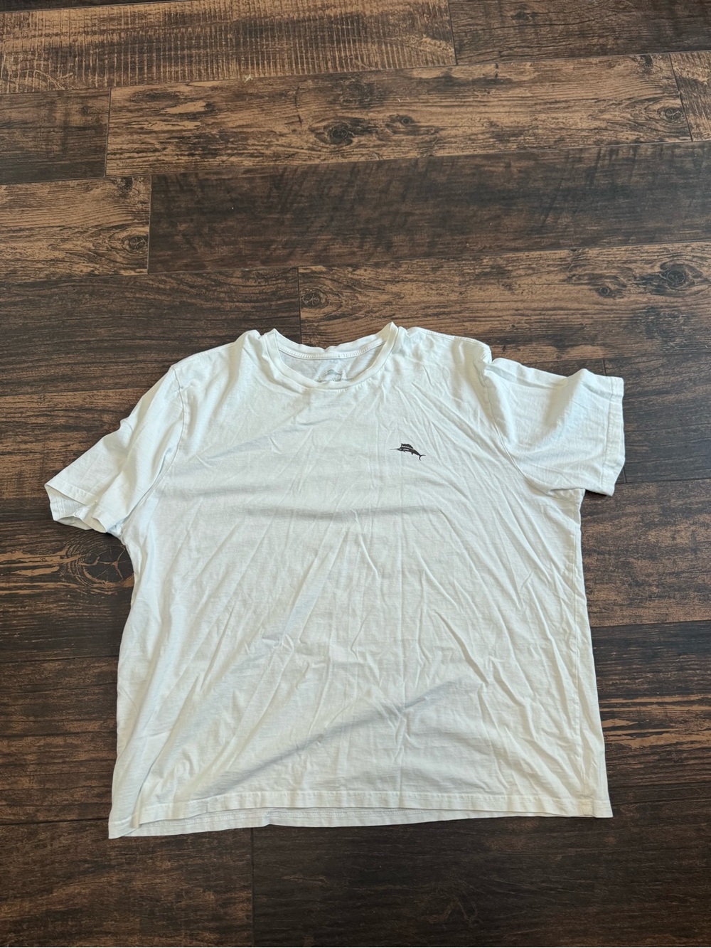 White Short Sleeve Tee with Small Embroidered Logo